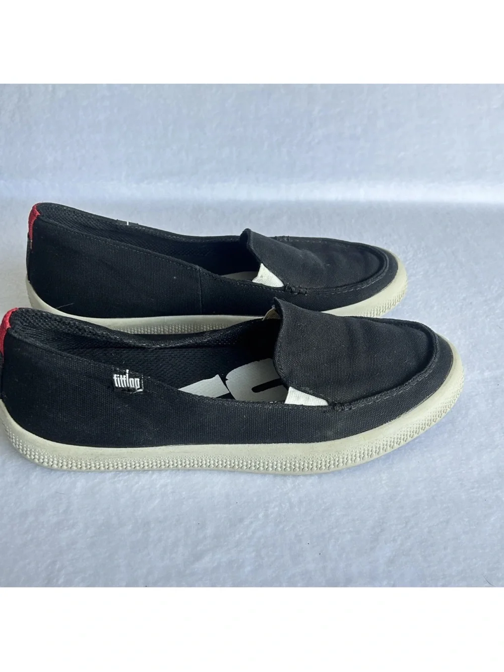 FitFlop Womens Shoes Sunny Size 11 Black Canvas Loafer Sneaker Slip On Shoes
